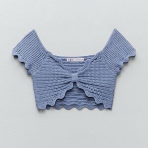 Zara Blue Crochet Knit Top